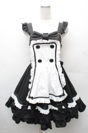 画像: Angelic Pretty / Dreamパティシエジャンパースカート  黒ｘ白 S-26-02-08-052-AP-OP-HR-ZS
