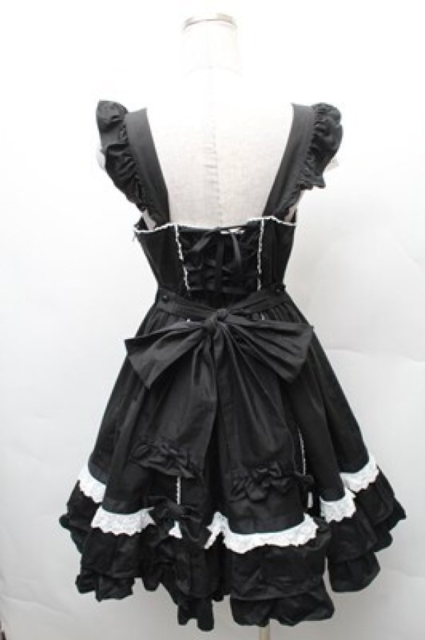 画像2: Angelic Pretty / Dreamパティシエジャンパースカート  黒ｘ白 S-26-02-08-052-AP-OP-HR-ZS (2)