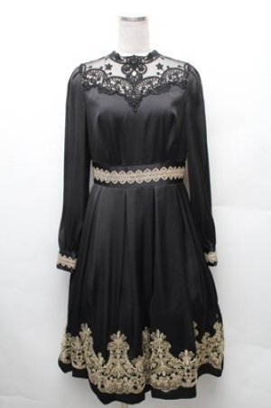 画像: abilletage / nobleレースワンピース  黒ｘゴールド S-26-02-08-054-GO-OP-HR-ZS