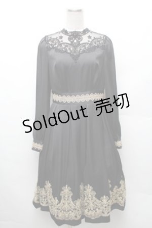 画像: abilletage / nobleレースワンピース  黒ｘゴールド S-26-02-08-054-GO-OP-HR-ZS