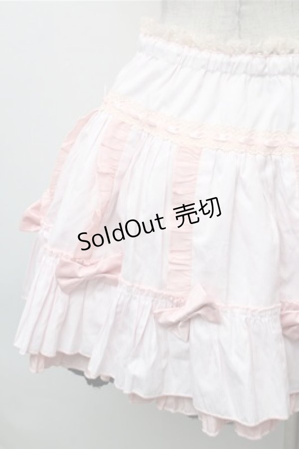 画像3: ALGONQUINS / ストライプリボンスカート  ピンク S-26-02-08-056-AL-SK-HR-ZS (3)