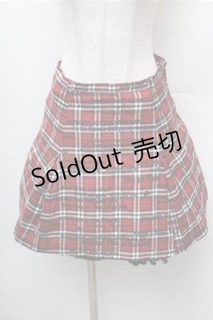 画像: BATSU / チェックスカート  赤 S-26-02-08-057-PU-SK-HR-ZS