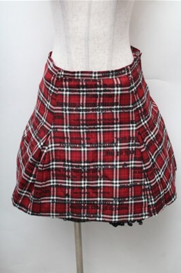 画像1: BATSU / チェックスカート  赤 S-26-02-08-057-PU-SK-HR-ZS (1)