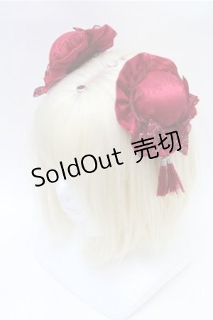 画像: Hoshibako Works / 藤花集中華風お団子クリップ式ヘッドドレス  ワイン S-26-02-08-008-LO-AC-HR-ZS