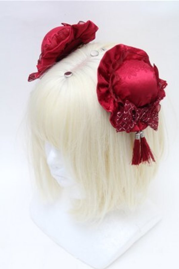 画像1: Hoshibako Works / 藤花集中華風お団子クリップ式ヘッドドレス  ワイン S-26-02-08-008-LO-AC-HR-ZS (1)