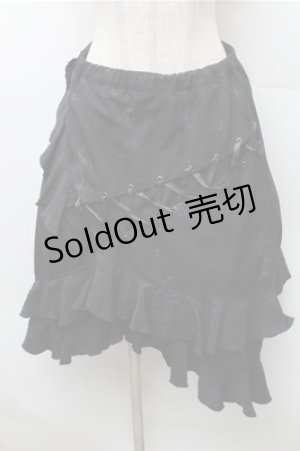 画像: h.naoto Blood / プリントレースアップスカート  黒 S-26-02-08-060-HN-SK-HR-ZS