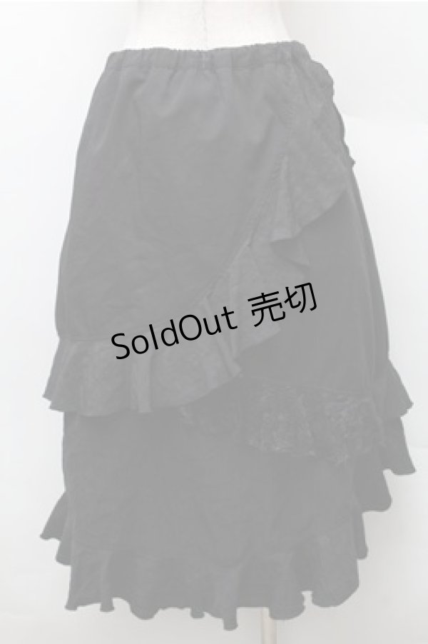 h.naoto Blood / プリントレースアップスカート 黒 S-26-02-08-060-HN