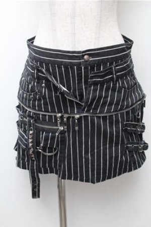 画像: SEX POT ReVeNGe / ストライプデニムミニスカート  黒 S-26-02-08-064-SP-SK-HR-ZS