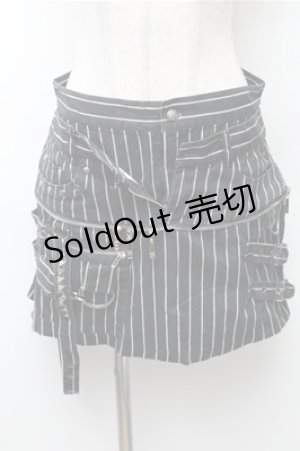 画像: SEX POT ReVeNGe / ストライプデニムミニスカート  黒 S-26-02-08-064-SP-SK-HR-ZS