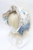 画像1: axes femme kawaii / アンティークローズ柄ハーフボンネット  キナリｘブルー S-26-02-08-009-AX-AC-HR-ZS (1)