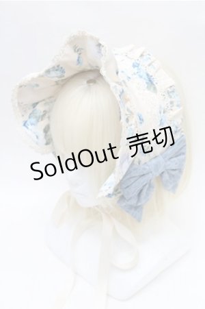 画像: axes femme kawaii / アンティークローズ柄ハーフボンネット  キナリｘブルー S-26-02-08-009-AX-AC-HR-ZS