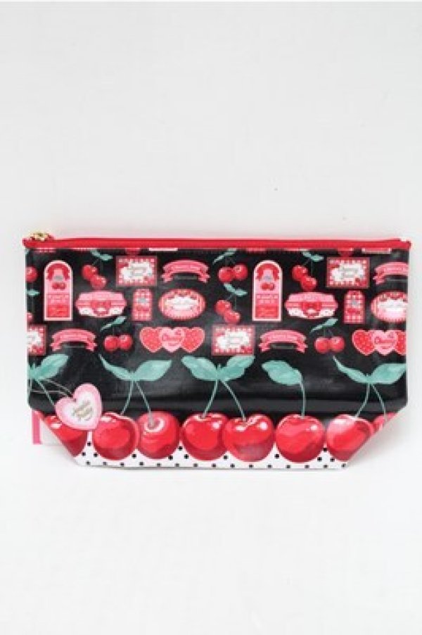 画像1: Angelic Pretty / Cherry Jam Labelポーチ  黒ｘ赤 S-26-02-08-002-AP-ZA-HR-ZS (1)