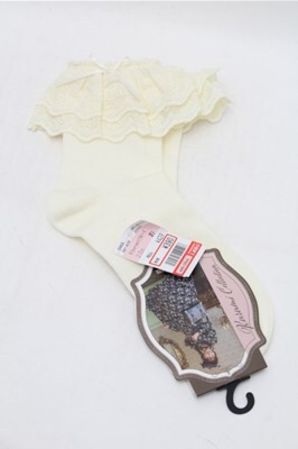 画像1: Kurumi Collaboration / ECkurumiCSレース ソックス  キナリ S-26-02-08-021-LO-ZA-HR-ZS (1)