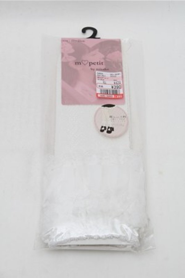 画像1: m petit by misako / AM CS3ダンレース ソックス  白 S-26-02-08-023-LO-ZA-HR-ZS (1)