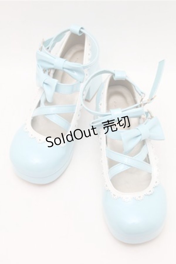 画像1: axes femme kawaii / ダブルリボンスカラップパンプス L サックス S-26-02-08-027-AX-SH-HR-ZS (1)