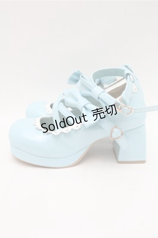 画像2: axes femme kawaii / ダブルリボンスカラップパンプス L サックス S-26-02-08-027-AX-SH-HR-ZS (2)