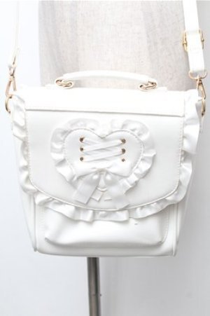 画像: Amavel / ハートフリルレースアップバッグ  白 S-26-02-08-030-CA-BG-HR-ZS