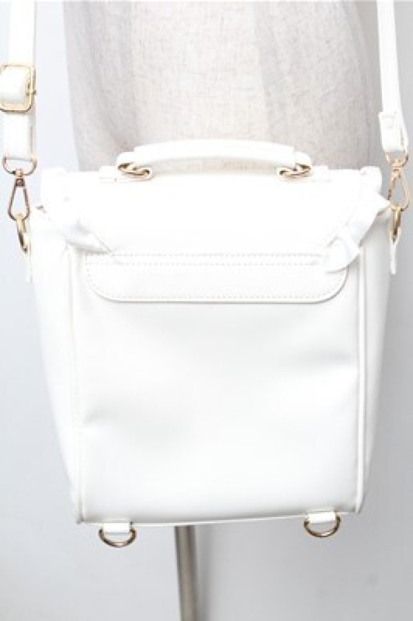 画像2: Amavel / ハートフリルレースアップバッグ  白 S-26-02-08-030-CA-BG-HR-ZS (2)