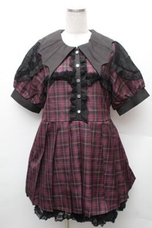 画像: DearMyLove / デビル襟クロスフリルワンピース  黒ｘピンク S-26-02-08-035-EL-OP-HR-ZS