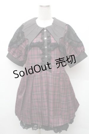 画像: DearMyLove / デビル襟クロスフリルワンピース  黒ｘピンク S-26-02-08-035-EL-OP-HR-ZS