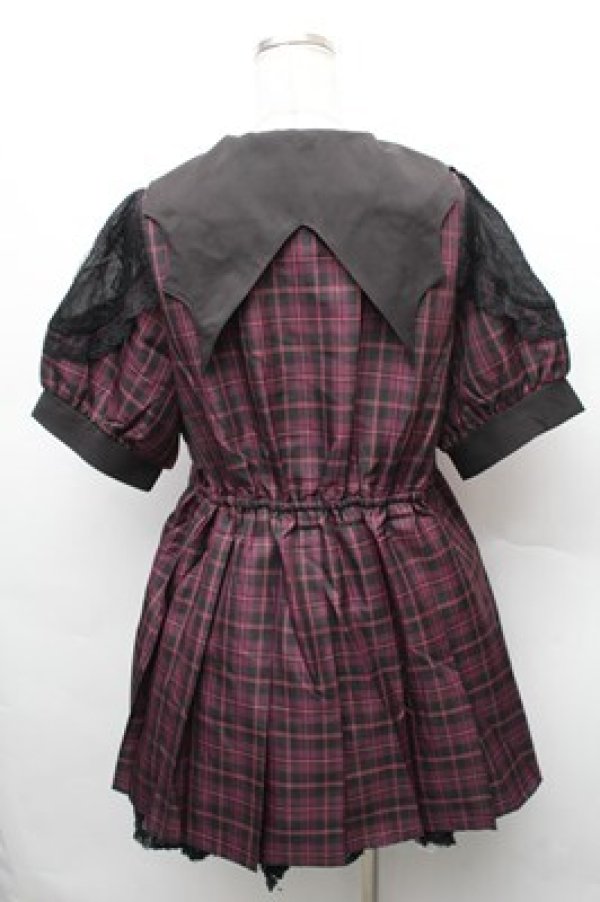 画像2: DearMyLove / デビル襟クロスフリルワンピース  黒ｘピンク S-26-02-08-035-EL-OP-HR-ZS (2)