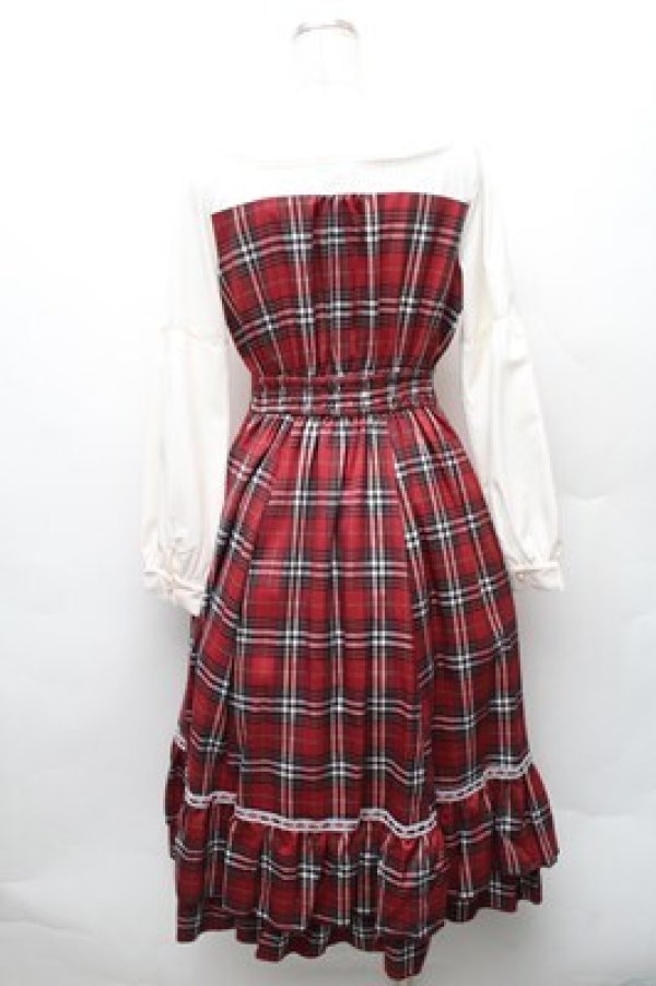 画像2: axes femme POETIQUE / チェックフリルレディワンピース  赤 S-26-02-08-037-AX-OP-HR-ZS (2)