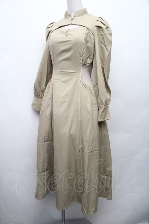 画像3: axes femme POETIQUE / デコルテ開きラインワンピース  グリーン S-26-02-09-034-AX-OP-HR-ZS (3)