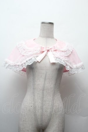 画像: metamorphose / 無地ラッセルレースつき丸襟ケープ  ピンク S-26-02-09-005-ME-TO-HR-ZS