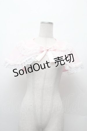 画像: metamorphose / 無地ラッセルレースつき丸襟ケープ  ピンク S-26-02-09-005-ME-TO-HR-ZS