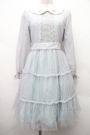 画像: axes femme POETIQUE / チュールレイヤードワンピース  グレーｘミント S-26-02-09-039-AX-OP-HR-ZS