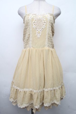 画像: axes femme / シフォン切替キャミワンピース  イエロー S-26-02-09-041-AX-OP-HR-ZS