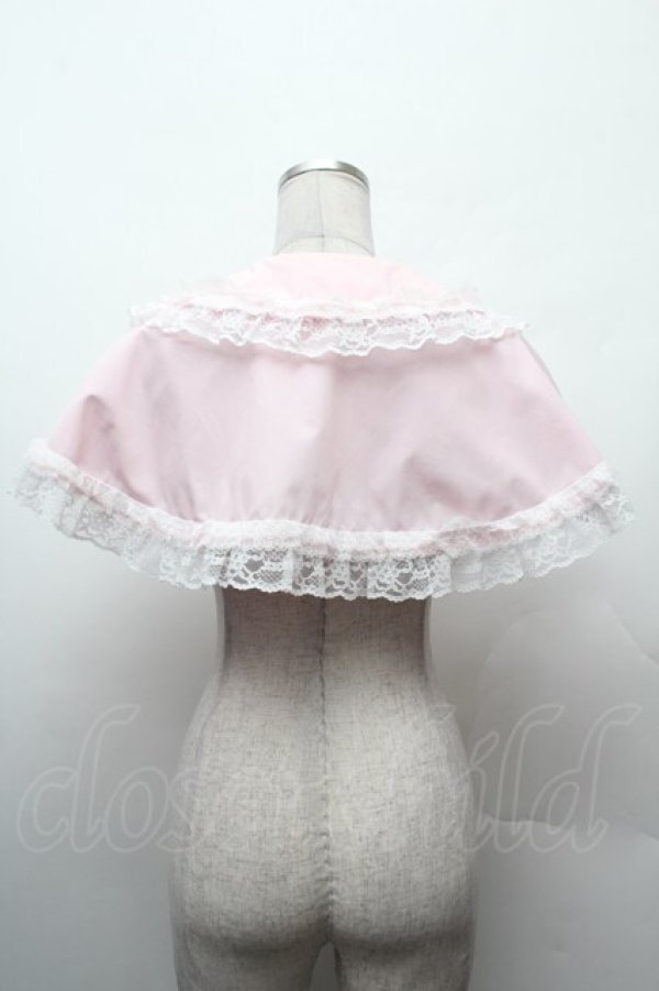 画像2: metamorphose / 無地ラッセルレースつき丸襟ケープ  ピンク S-26-02-09-005-ME-TO-HR-ZS (2)