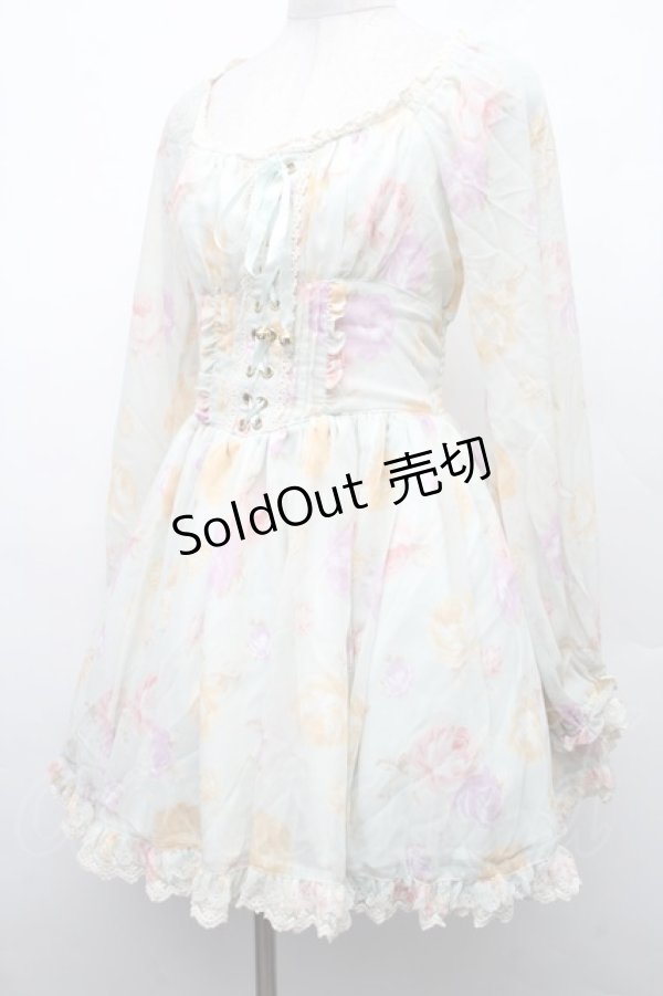 画像3: LIZ LISA / フロント編み上げローズ柄ワンピース  ミント S-26-02-09-043-LO-OP-HR-ZS (3)