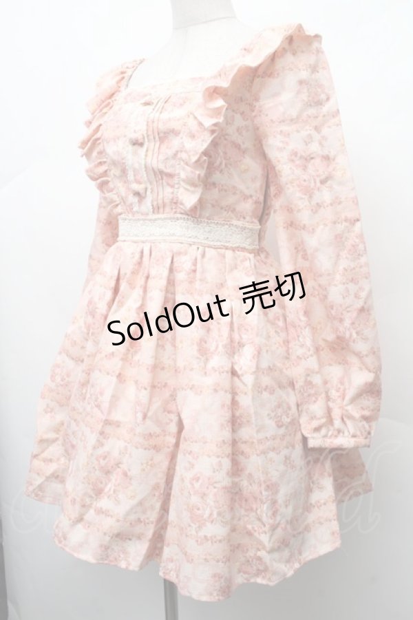 画像3: LIZ LISA / フロント編み上げローズ柄ワンピース 0 ピンク S-26-02-09-045-LO-OP-HR-ZS (3)