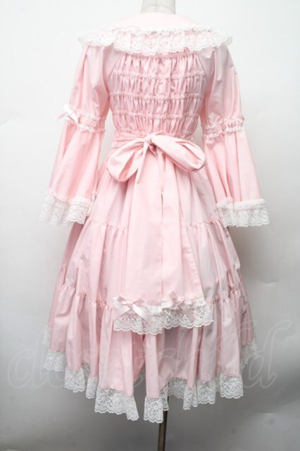 画像2: metamorphose / 無地ラッセルレースつき姫袖ワンピース 1 ピンク S-26-02-09-049-ME-OP-HR-ZS (2)