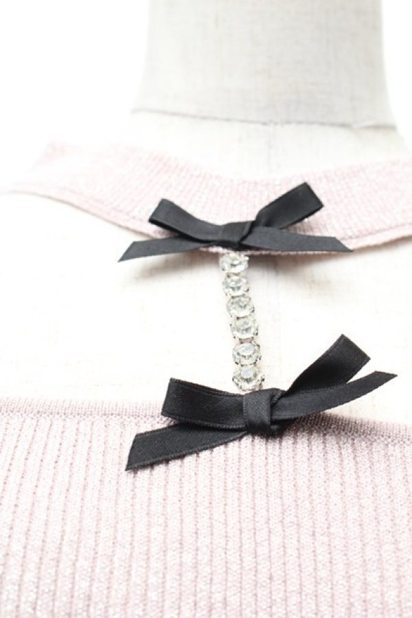 画像4: pium / ビジューチョーカーラメニット  ピンク S-26-02-09-007-0-TO-AS-ZS (4)