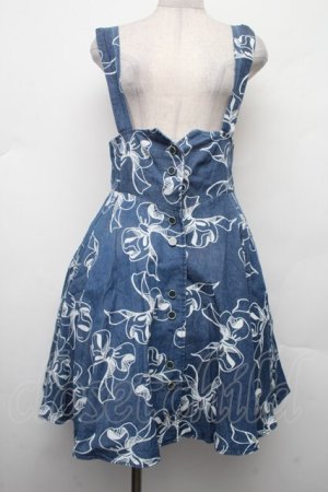 画像: LIZ LISA / デニムリボン柄ジャンパースカート 0 ブルー S-26-02-09-056-LO-OP-HR-ZS