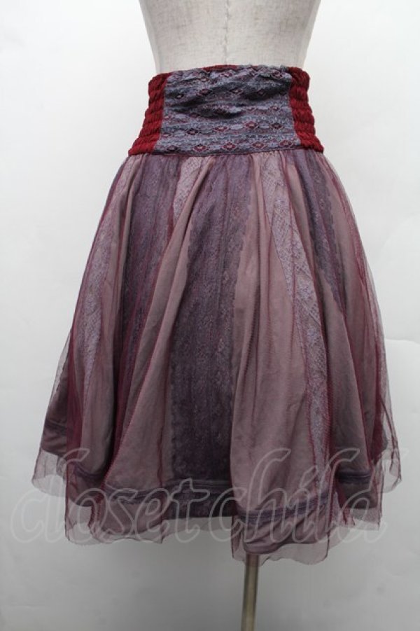 画像2: OZZ ANGELO / チュールレイヤードリバーシブルスカート  ワインｘグレー S-26-02-09-060-OO-SK-HR-ZS (2)