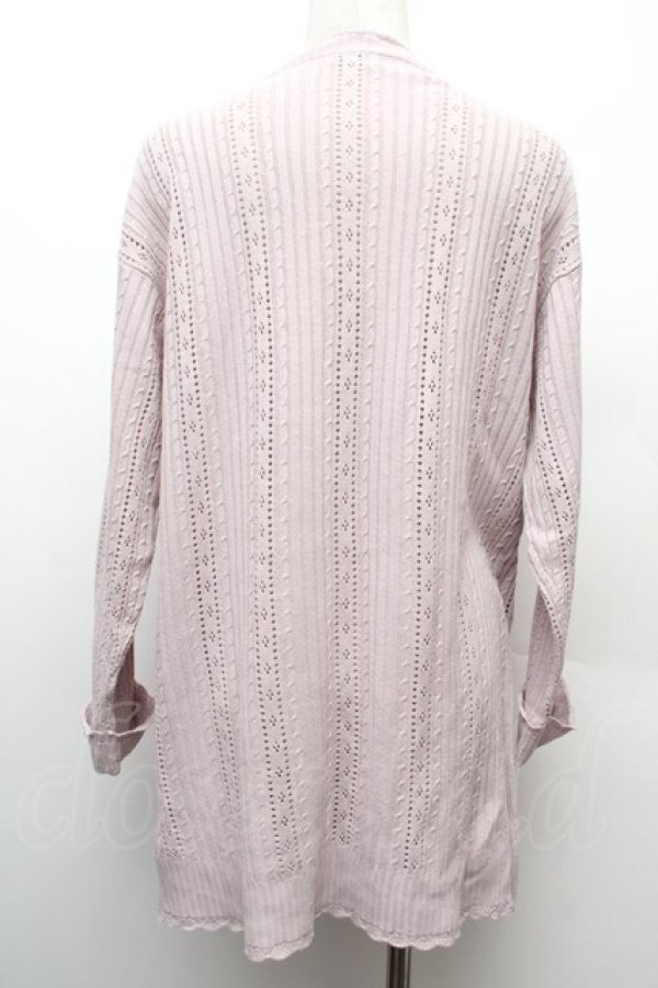 画像2: axes femme / 花刺繍ロングニットカーディガン  ピンク S-26-02-09-008-AX-TO-HR-ZS (2)
