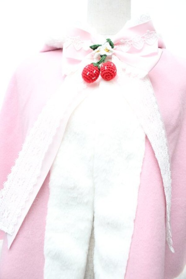 画像5: BABY,THE STARS SHINE BRIGHT / ゆらゆらいちごのうさみみファーケープ  ピンク S-26-02-09-009-BA-JA-AS-ZS (5)