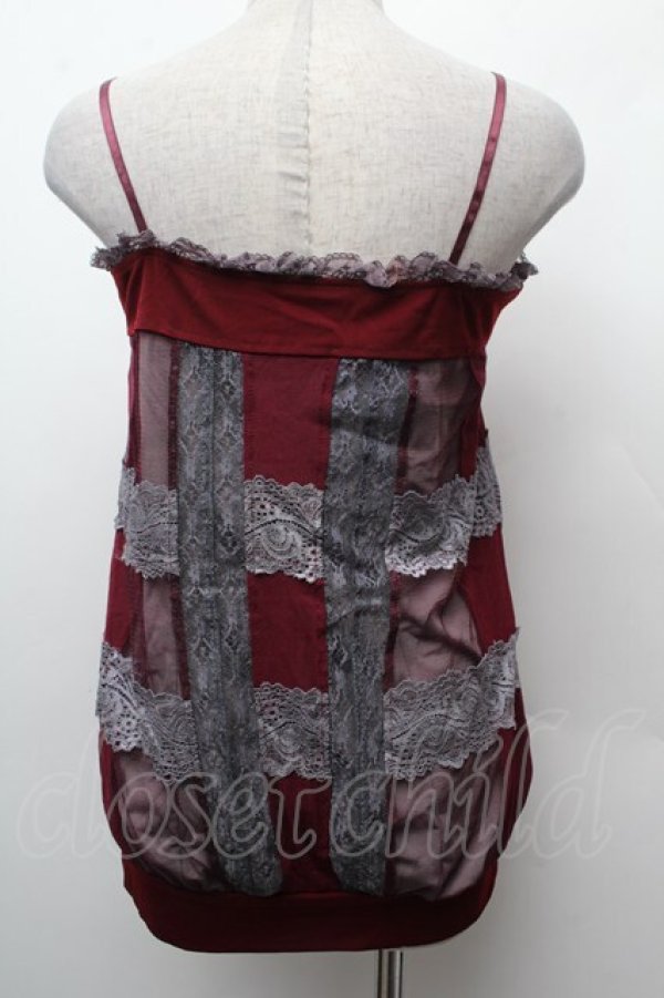 画像2: OZZ ANGELO / チュールレイヤード風キャミソール  ワインｘグレー S-26-02-09-011-OO-TO-HR-ZS (2)