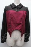 画像1: NIBBLE POISON / ガータービスチェデザインブラウス  黒ｘワイン S-26-02-09-012-0-BL-HR-ZS (1)