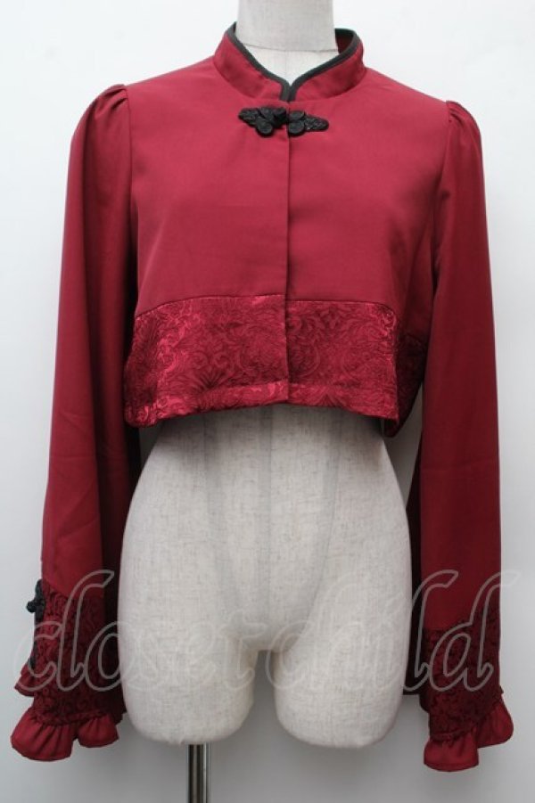 画像1: axes femme kawaii / チャイナ釦ボレロ  ワイン S-26-02-09-014-AX-TO-HR-ZS (1)