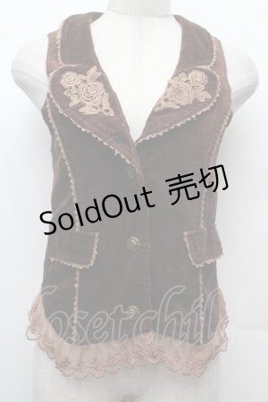 画像: axes femme / バラ刺繍ベロアベスト  ブラウン S-26-02-09-016-AX-TO-HR-ZS