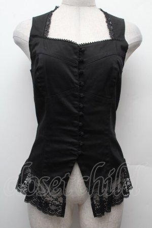 画像: MIHO MATSUDA / 裾レースビスチェ  黒 S-26-02-09-018-GO-BL-HR-ZS