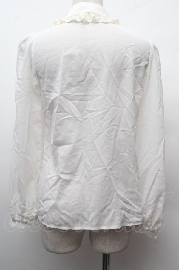 画像2: Secret Honey / ベロアリボンシフォンブラウス  白 S-26-02-09-002-CA-BL-HR-ZS (2)