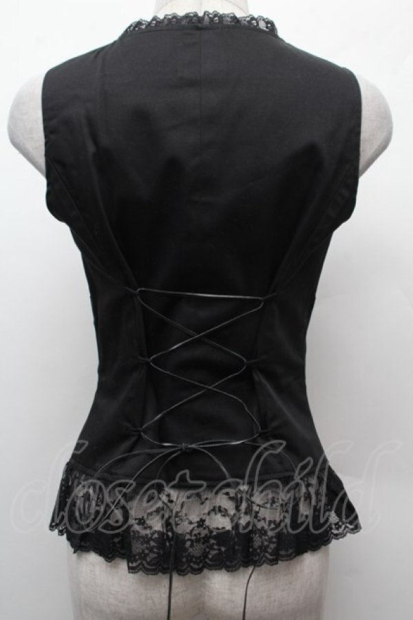 画像2: MIHO MATSUDA / 裾レースビスチェ  黒 S-26-02-09-018-GO-BL-HR-ZS (2)