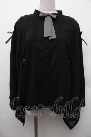 画像: Amavel / 胡蝶の花遊び和風ブラウス  黒 S-26-02-09-021-CA-BL-AS-ZS