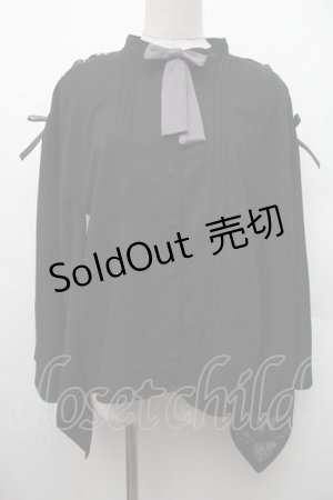 画像: Amavel / 胡蝶の花遊び和風ブラウス  黒 S-26-02-09-021-CA-BL-AS-ZS