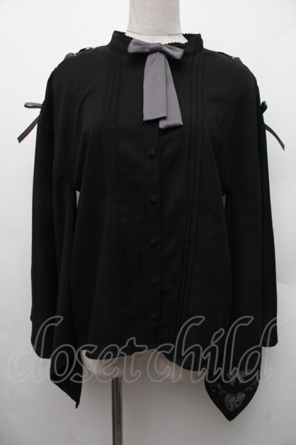 画像1: Amavel / 胡蝶の花遊び和風ブラウス  黒 S-26-02-09-021-CA-BL-AS-ZS (1)